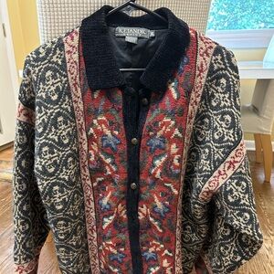 Beautiful lined multi colored knit sweater jacket